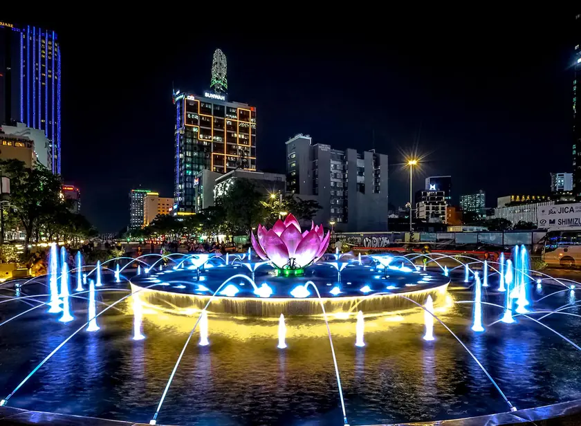 Nguyen Hue walking street and lotus fountain, Ho Chi Minh City